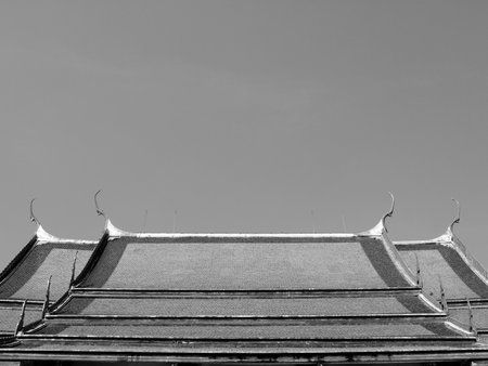 Temple Roof Tile Pattern in Thailandの写真素材