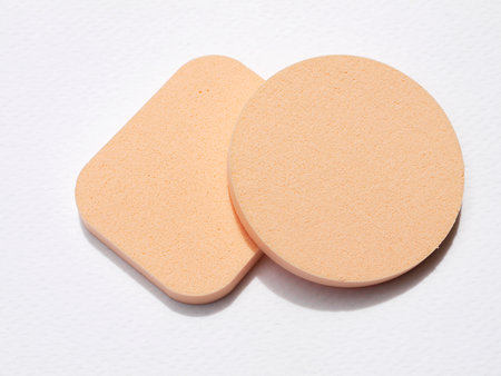 stack of face powder spongeの写真素材