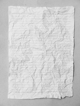 Crumpled sheet of lined paper or notebook paperの写真素材