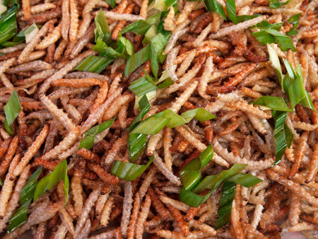 Fried bamboo wormの写真素材