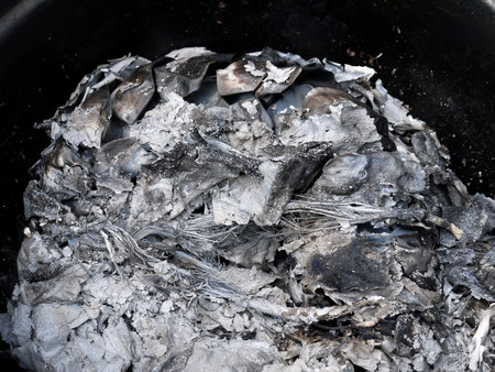 pile of burning paper