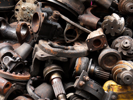 Stack of Rusted Old Axlesの写真素材