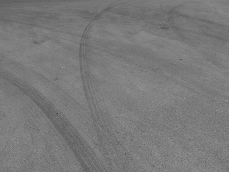 asphalt road surface wheel trackの写真素材