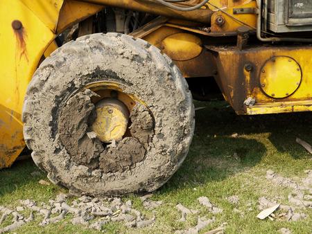 Mud on the wheels tractor