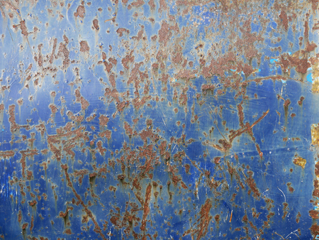rust on blue metal textureの写真素材