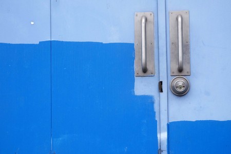 blue paint metal doorの写真素材