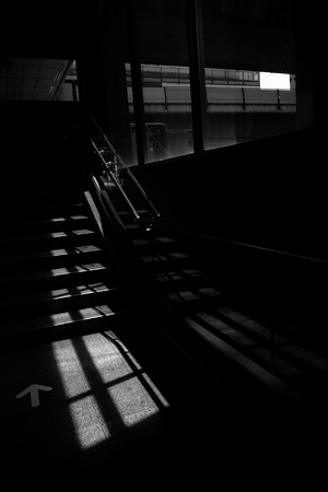 Architectural design of stairs with shadowの写真素材