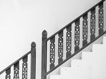 Teak carved for decorate staircase in the house, in Thailand