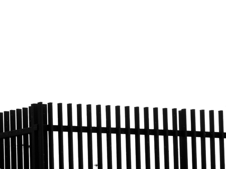 silhouette wood fence model isolated over white backgroundの写真素材