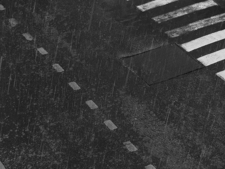 Rainy weather on a city streetの写真素材