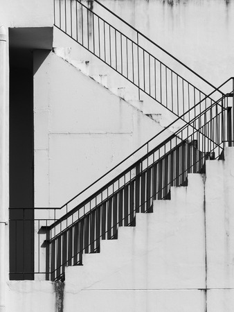 A staircase on the external wall of an urban buildingの写真素材