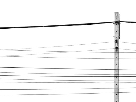 chaotic wire on poleの写真素材