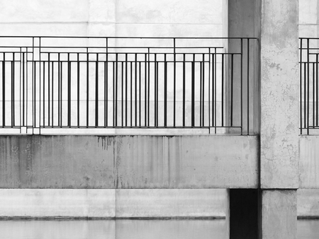 black and white corridor with fenceの写真素材
