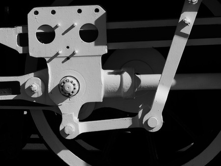 black and white wheels of the trainの写真素材