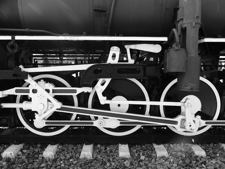 black and white wheels of the trainの写真素材