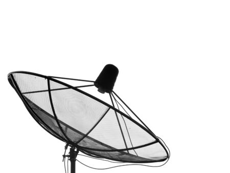 Black satellite dish on the roof isolatedの写真素材