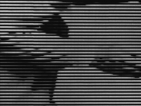 black and white LED screen shows in the workの写真素材