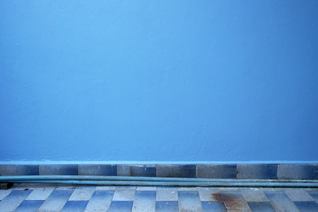 blue wall with floorの写真素材