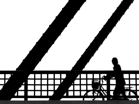 silhouette structure of the bridgeの写真素材