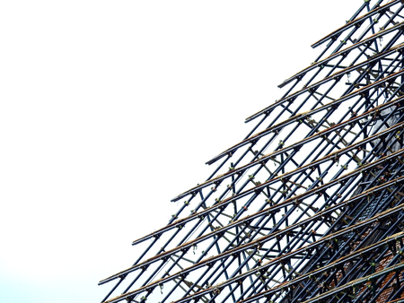 scaffolding on roofの写真素材