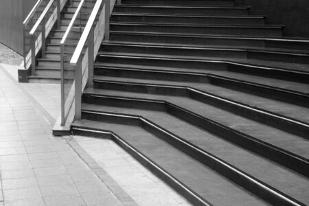 Modern staircases on street black and whiteの写真素材