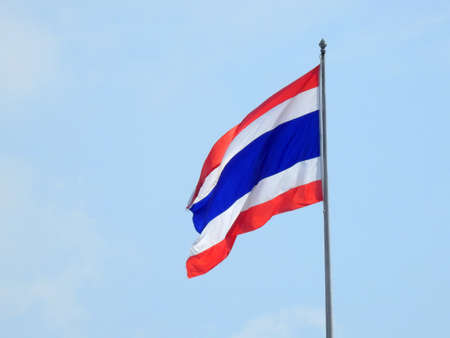Thailand flag pole with blue sky