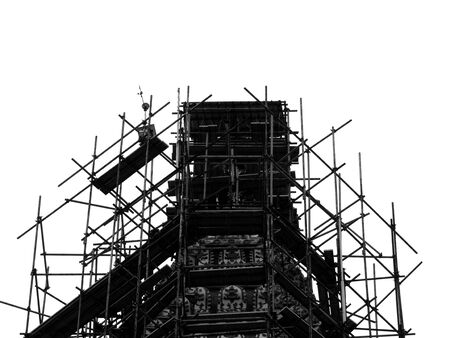 silhouette scaffolding elements black and whiteの写真素材