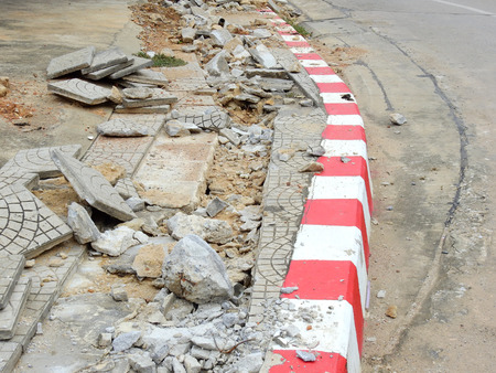 damage of footpath in city