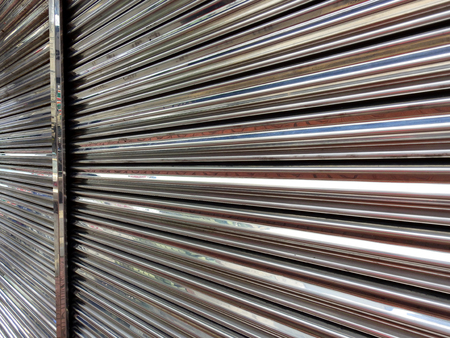 silver rolling shutter closeupの写真素材