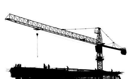silhouette cranes on the construction siteの写真素材