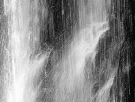 black and white waterfall splashの写真素材