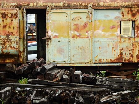 old train container with in abandoned placeの写真素材