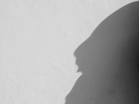 abstract shadow on white wall backgroundの写真素材