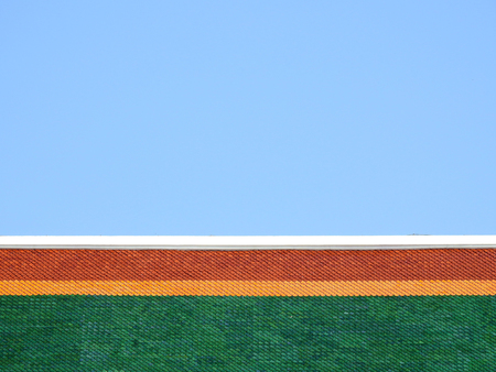 temple roof with blue sky minimalism styの写真素材
