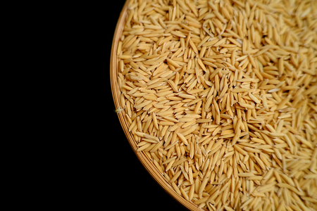 Paddy in the basket on black background
