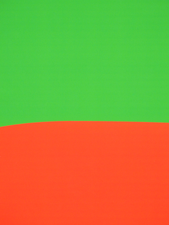 orange and green color paint wall backgroundの写真素材