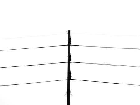 silhouette electric post on white backgroundの写真素材
