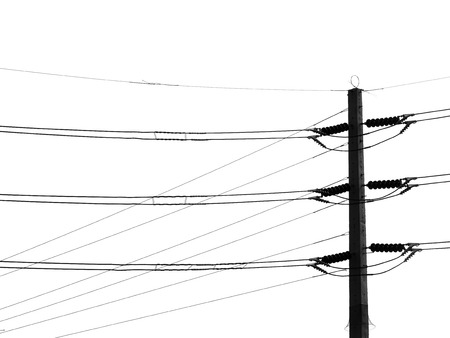 silhouette electric post on white backgroundの写真素材