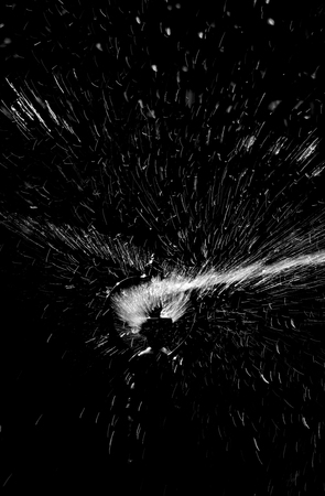 water splash of sprinkler black and white styleの写真素材
