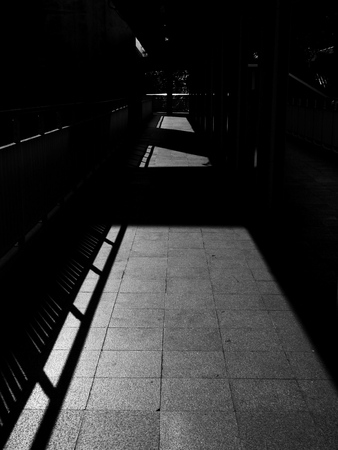 pavement of overpass with shadow black and white styleの写真素材