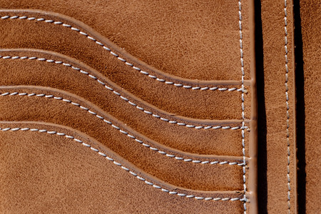 texture of brown leather wallet with card slotの写真素材