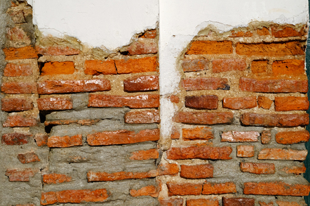 damage brick wall with earthquake effectの写真素材