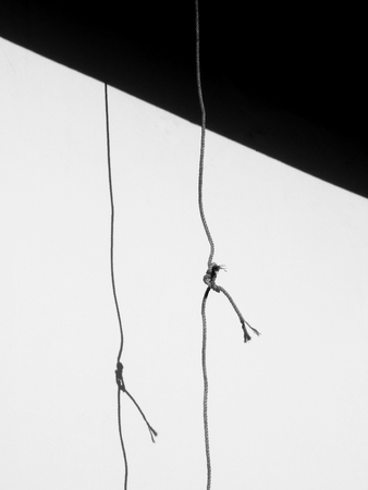 rope with shadow on the wall minimalism style, black and whiteの写真素材