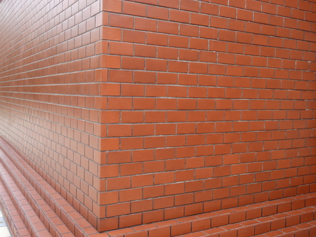 corner brown brick wallの写真素材