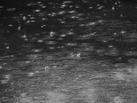 rain drop on water in street floorの写真素材