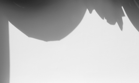 shadow of curtain on white wall backgroundの写真素材