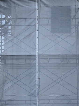 canvas cover at construction siteの写真素材