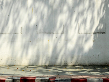 aged street wall with shade of treeの写真素材