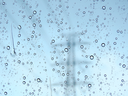 rain drop on glass of car textureの写真素材