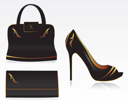 Fashion set-shoe wallet and bagのイラスト素材